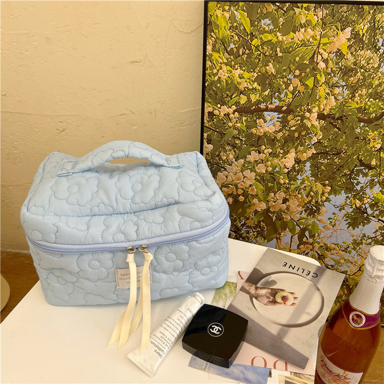 Candy Color Flower Soft Cosmetic Bag