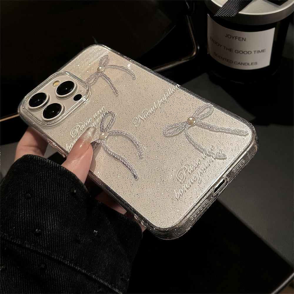 Pearl Bow Transparent Phone Case