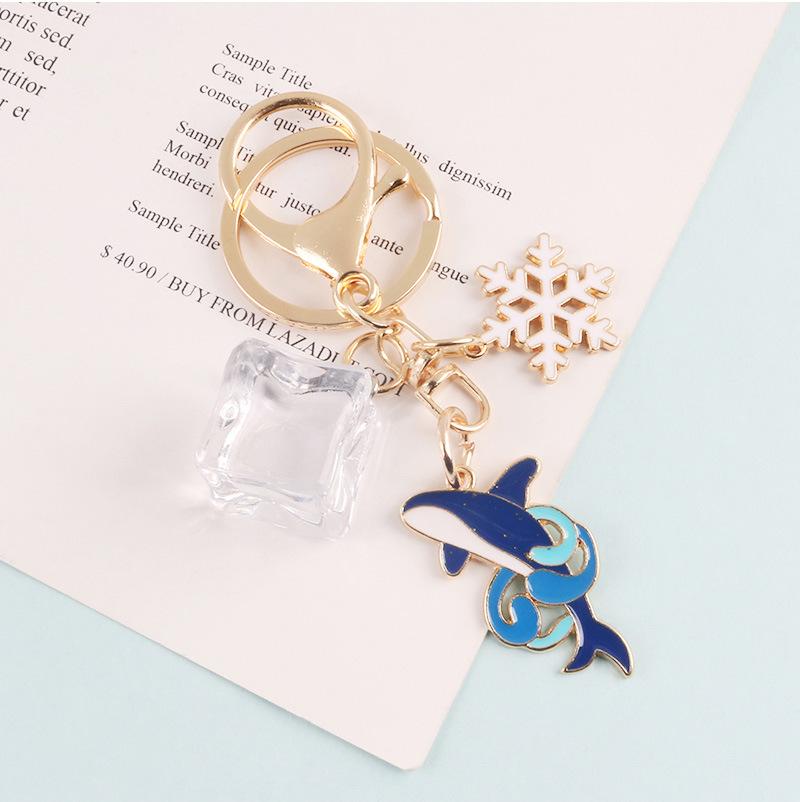 Whale Ice Block Snowflake Keychain