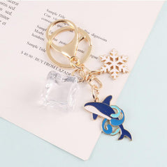 Whale Ice Block Snowflake Keychain