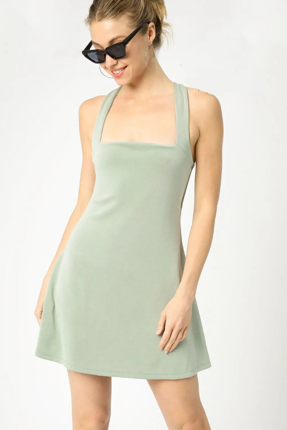 Crisscross Square Neck Active Dress