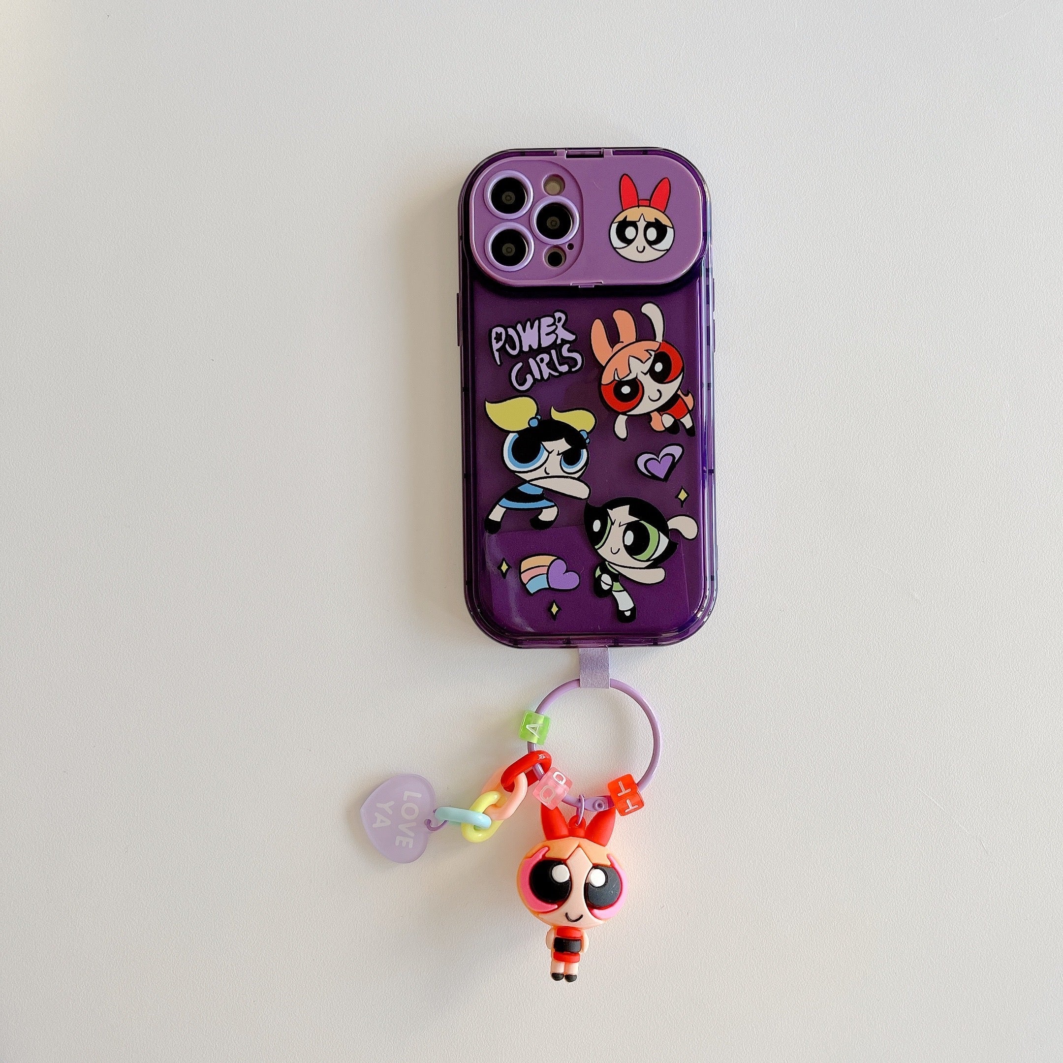 Kawaii Three Sisters Flip Mirror Stand Phone Case