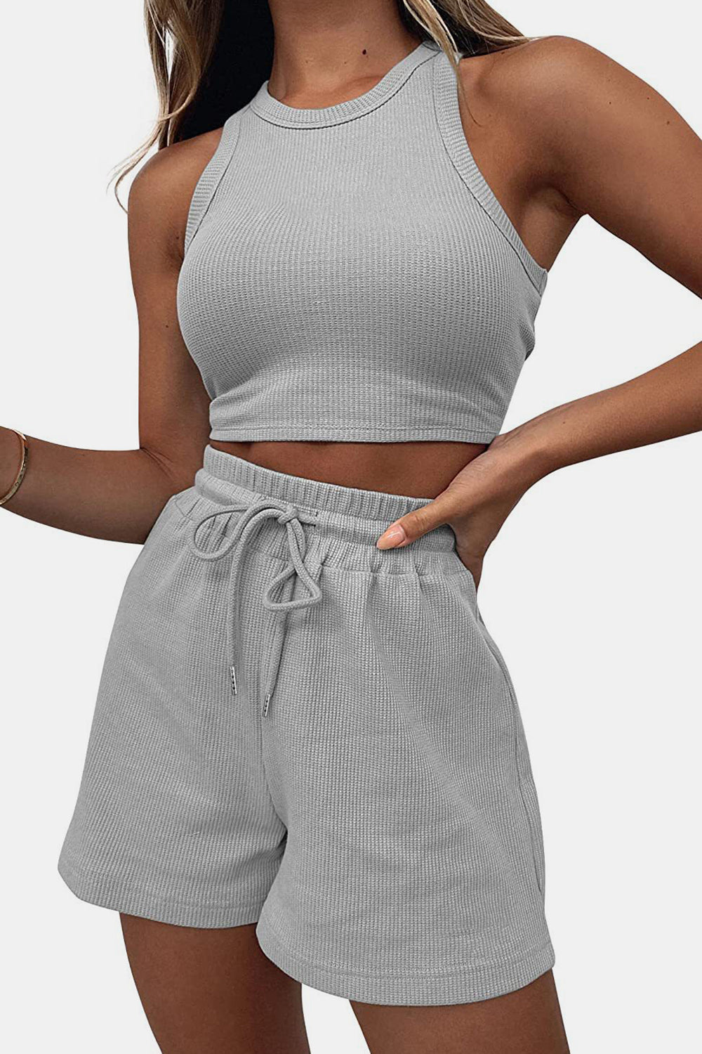 Top and Drawstring Shorts Set