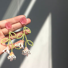 Gradient Pink Flower Earrings