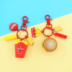 Cute Simulation Fries Burger Keychain