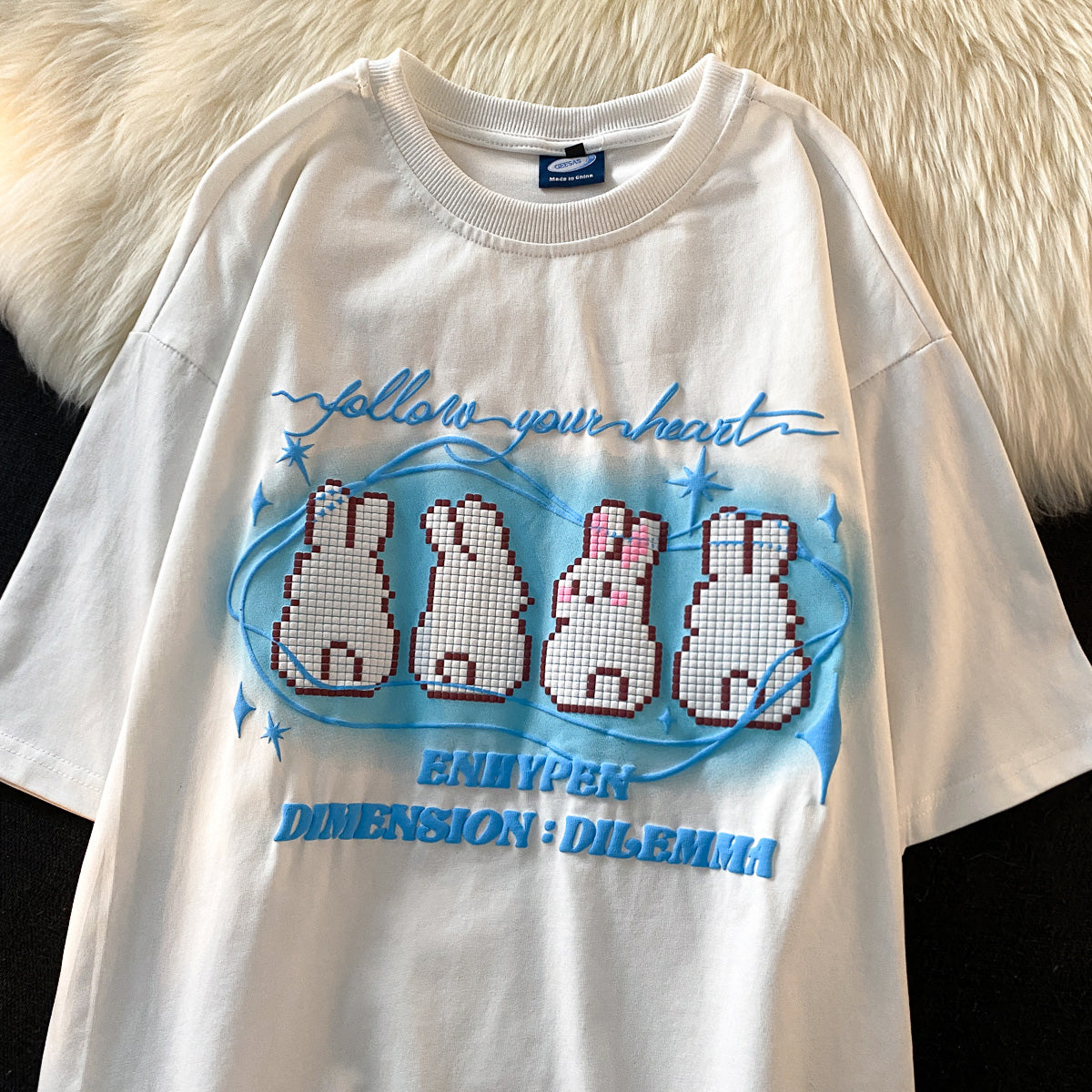 Cartoon Bunny Print Tee