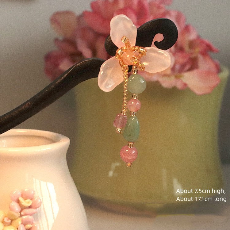 Natural Stone Flower Antique Style Earrings Hairpin