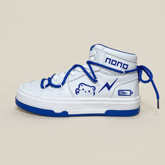 Cute Lightning Bear Casual High Top Skate Shoes