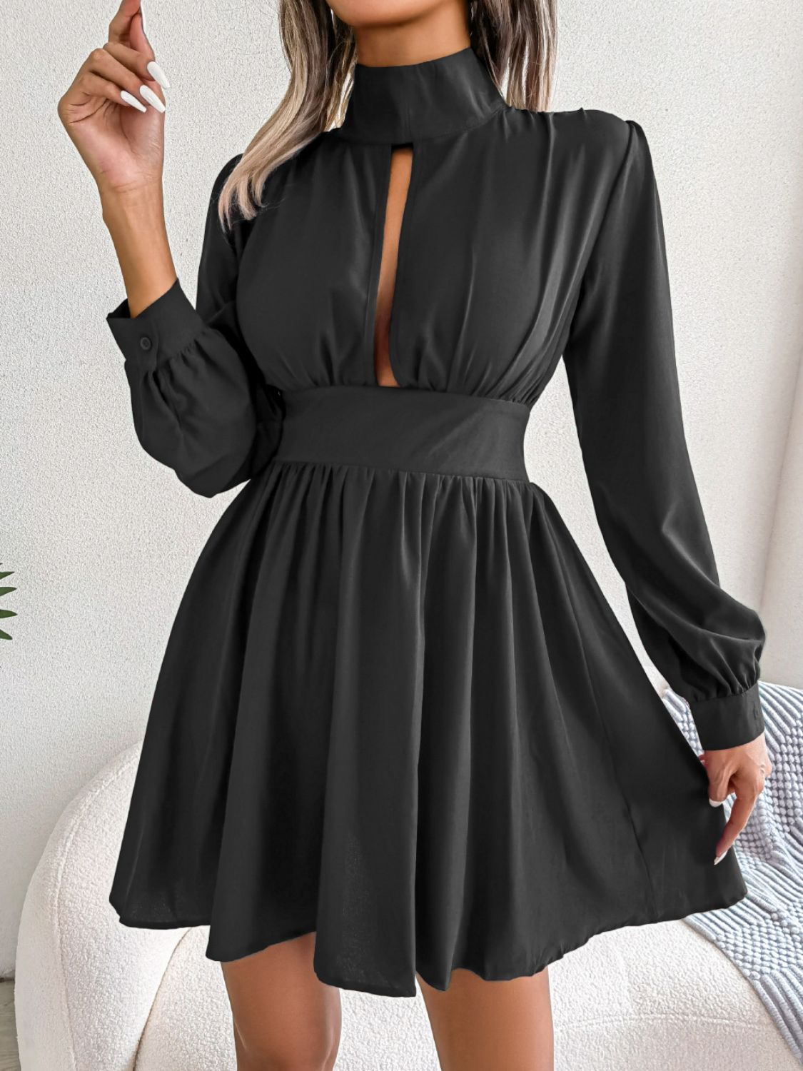 Turtleneck A-Line Mini Dress