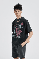 Washed Thriller Comic Graphics Tee