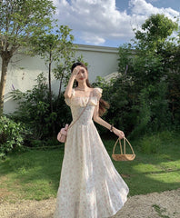 Summer End Vintage Floral Cottagecore Dress