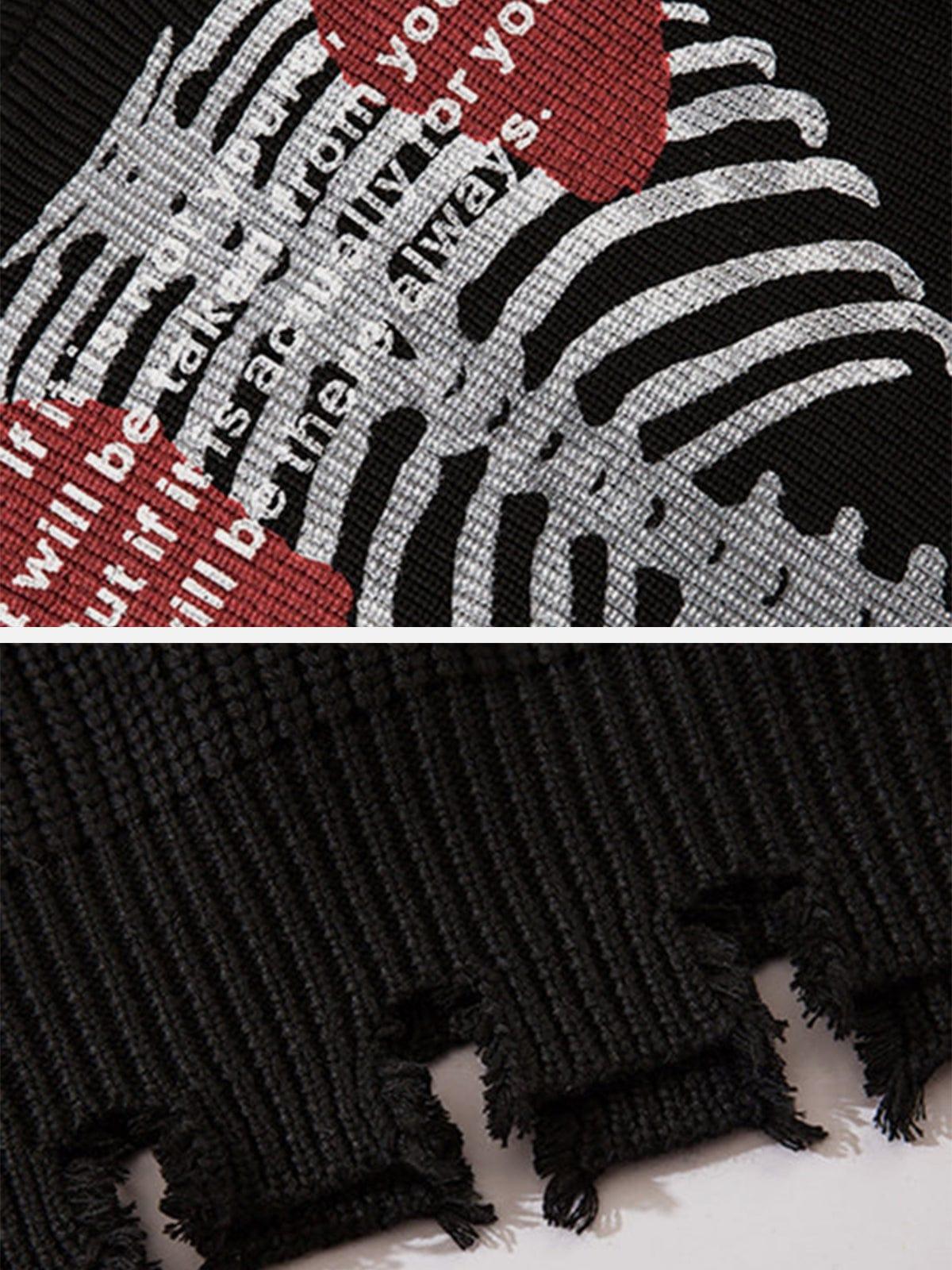 Cut Skeleton Love Letters Sweater