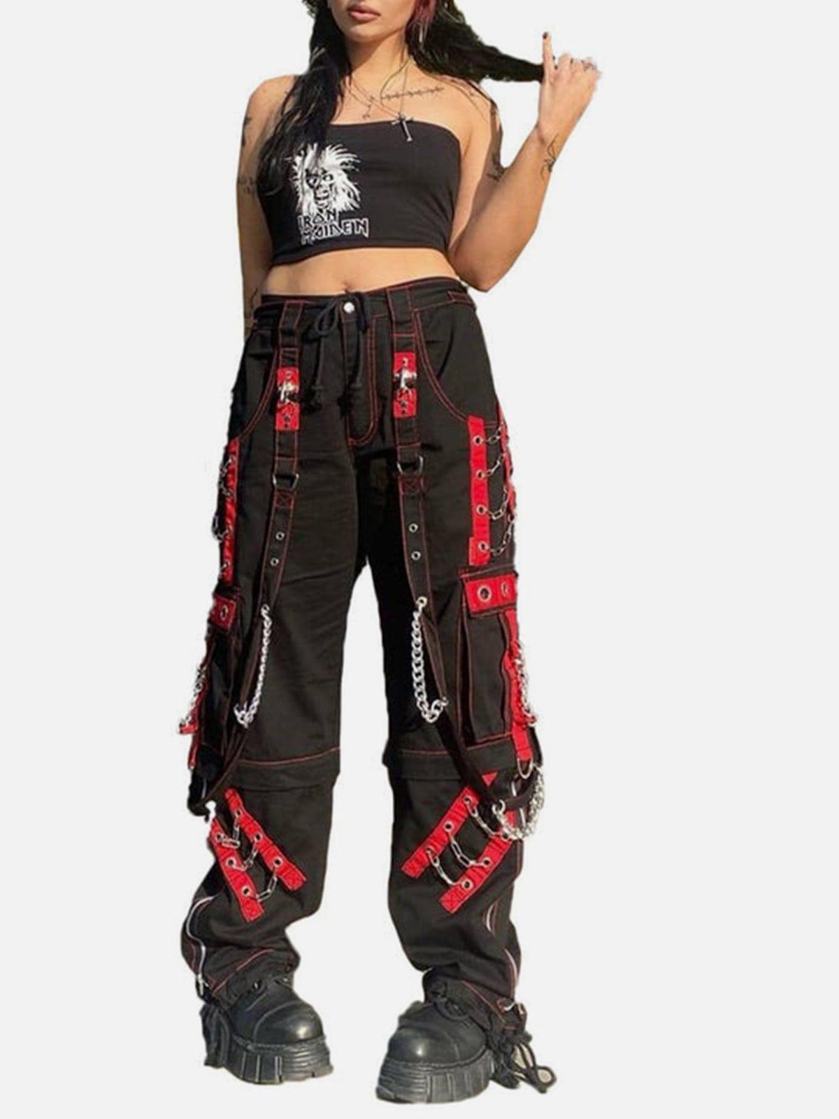 Patchwark Ribbons Chain Pants