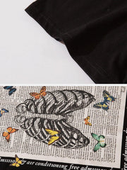 Gothic Punk Butterfly Skeleton Graphic Tee