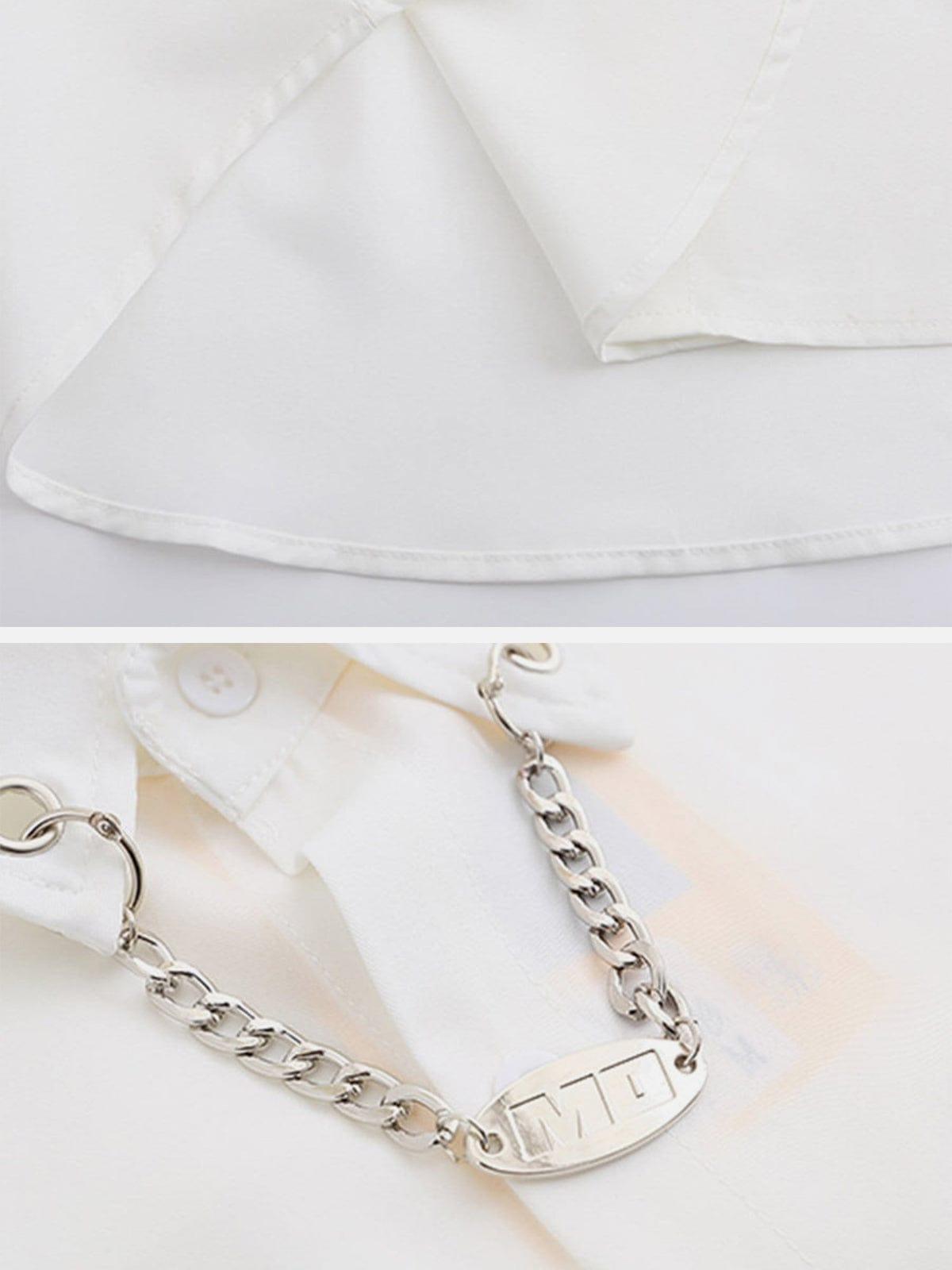 Neckline Chain Short Sleeve Shirt