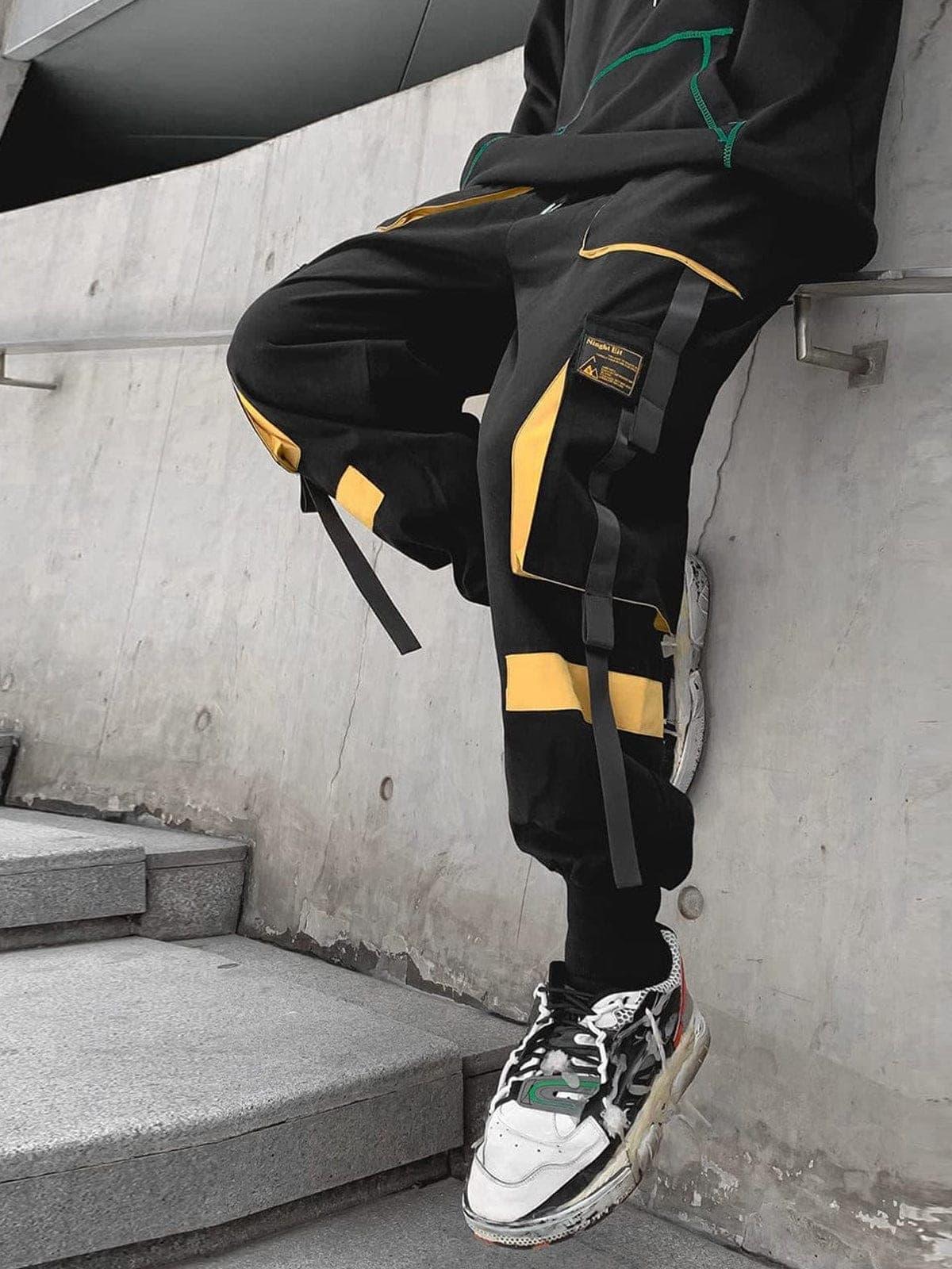 Function Patchwork Multi Pockets Cargo Pants