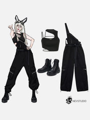 Techwear Personalized Belt Chain Cargo Overalls