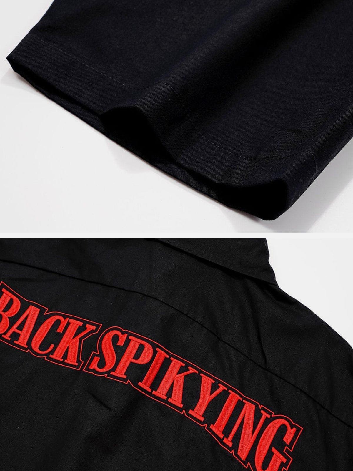 Dark Letters Embroidery Shirt