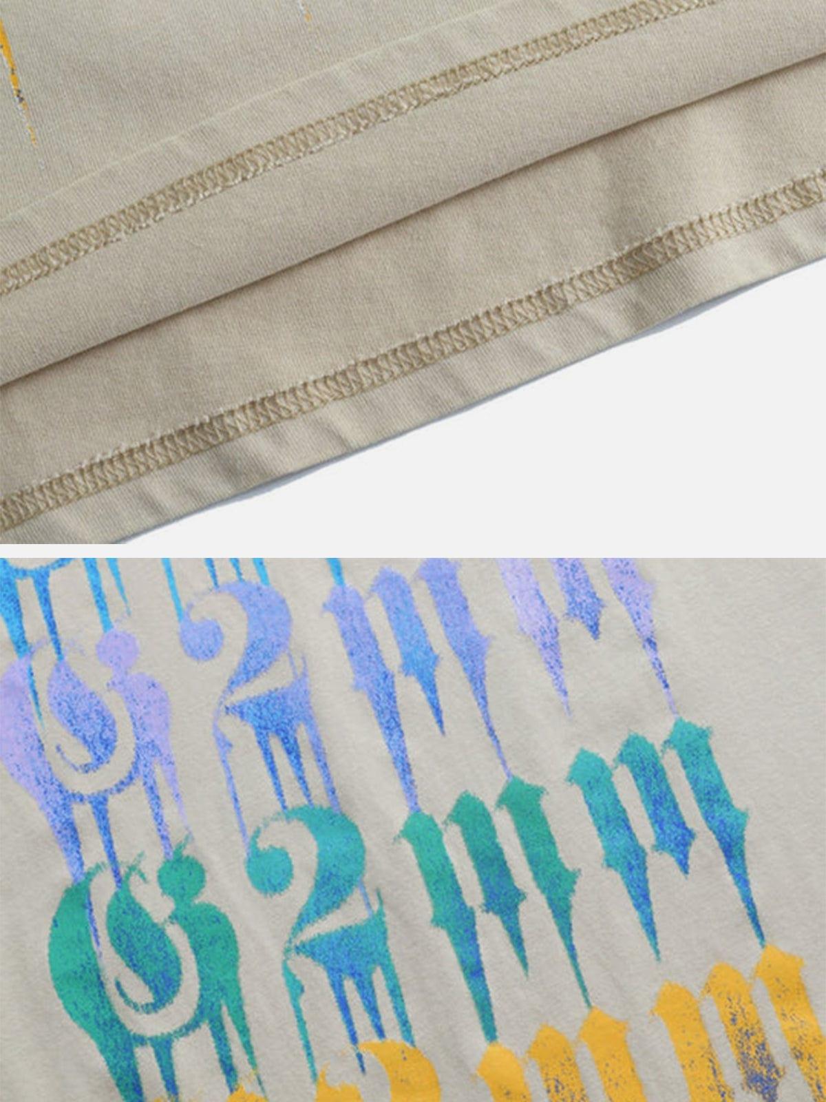 Nostalgic Colorful Letters Washed Cotton Graphic Tee
