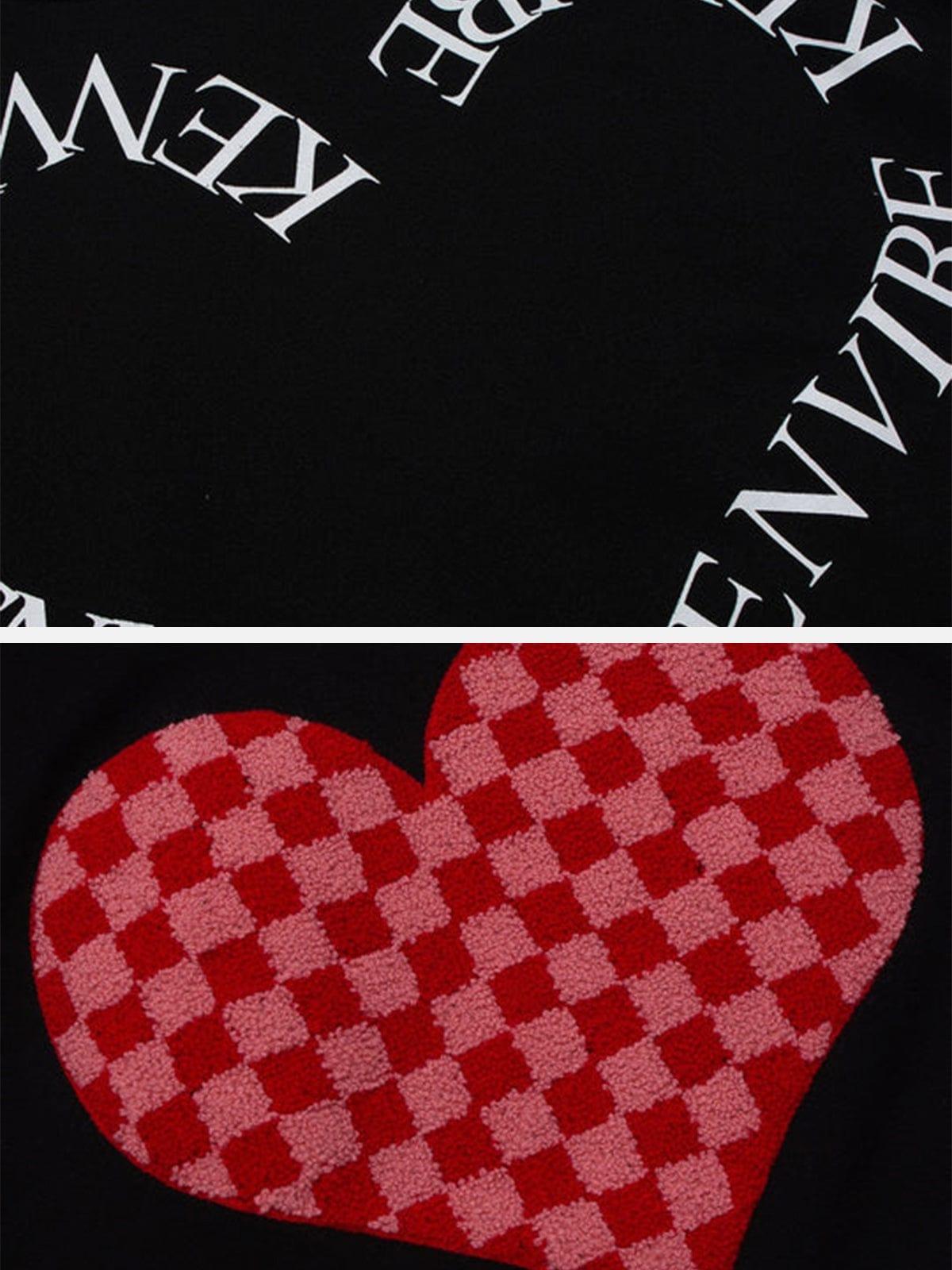 Towel Embroidery Plaid Love Hoodie