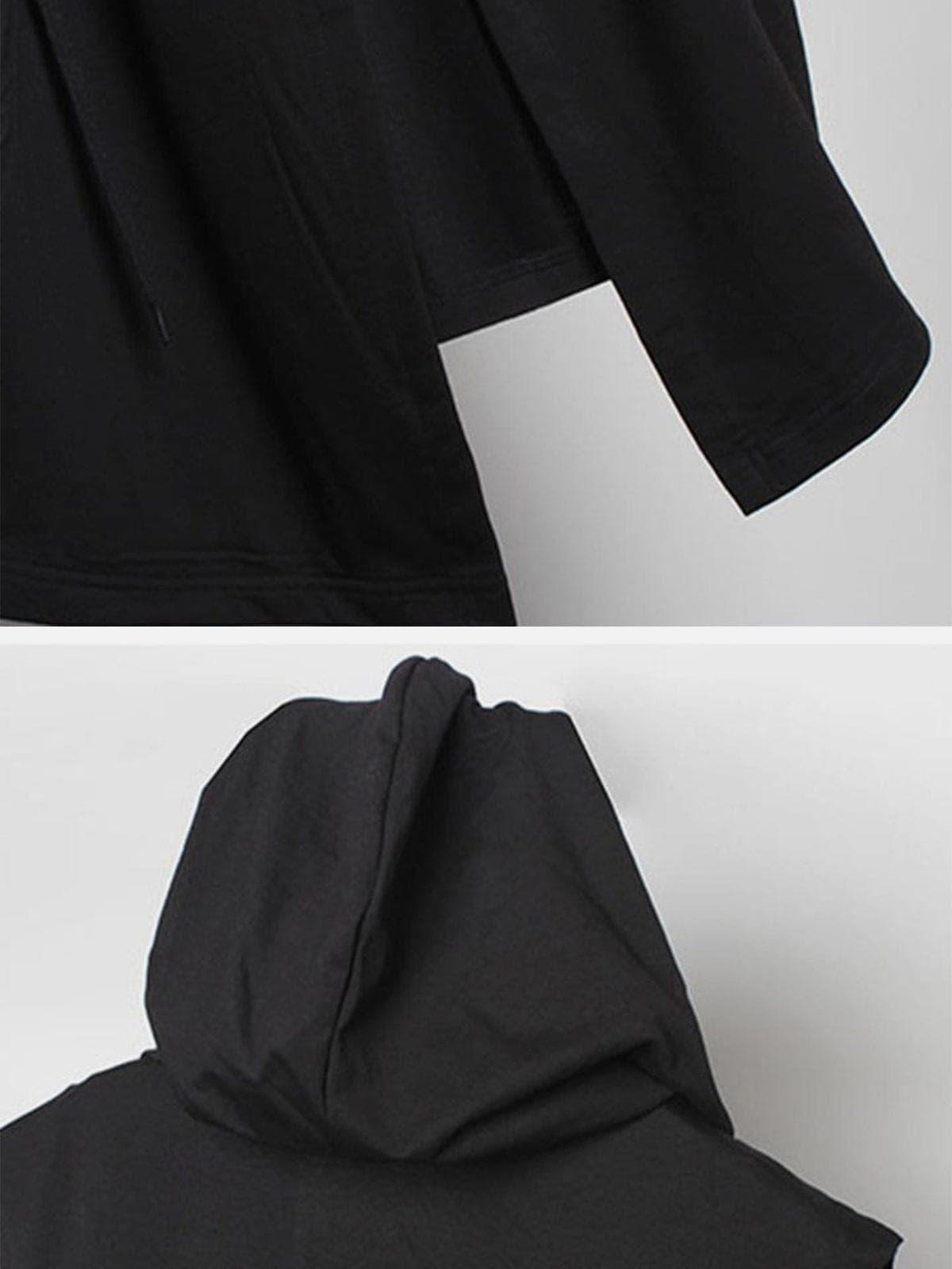 Solid Color Hooded Drawstring Waist Vest