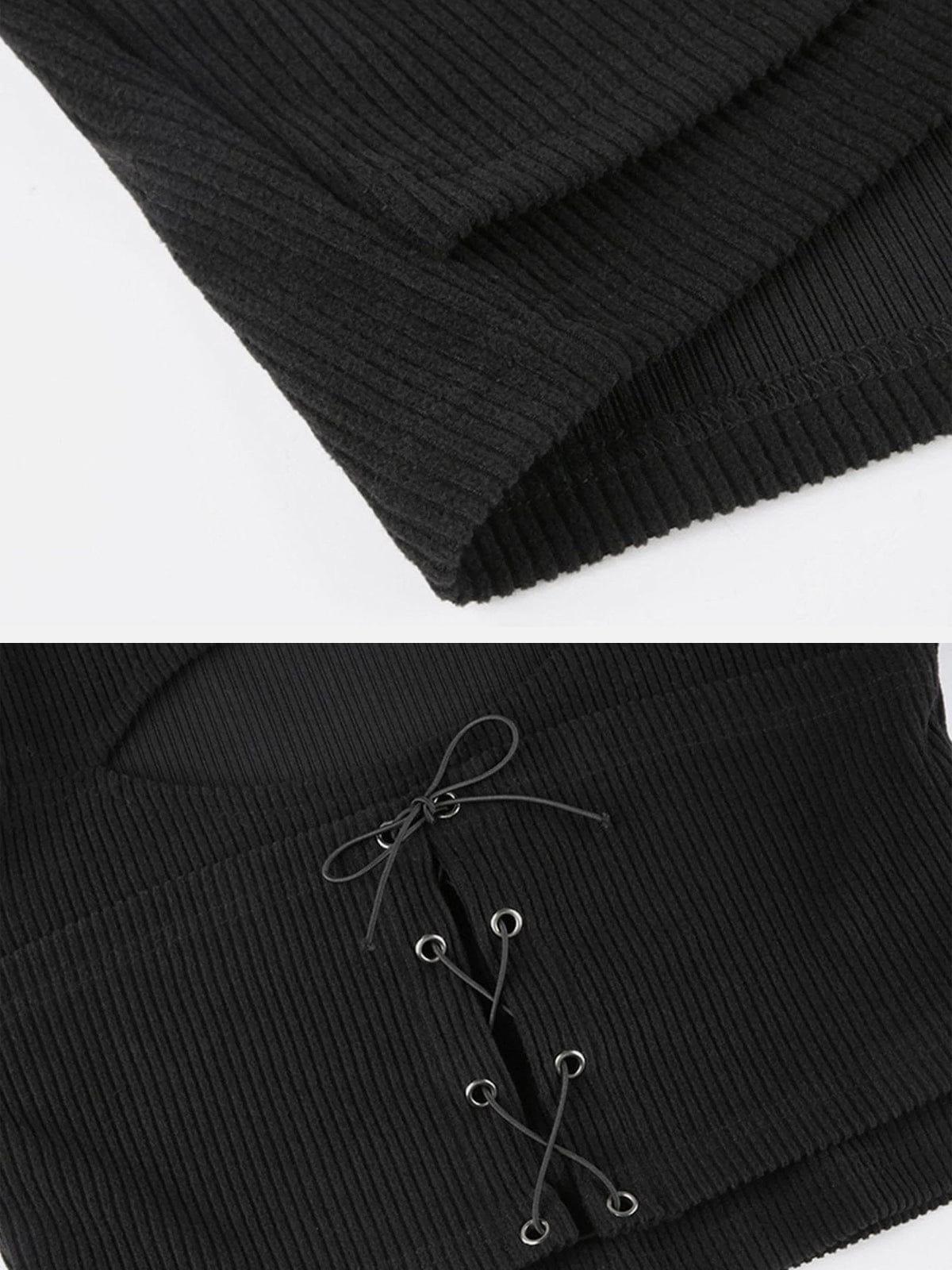 Hollow Out Bandage Long Sleeve T Shirt