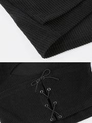 Hollow Out Bandage Long Sleeve T Shirt