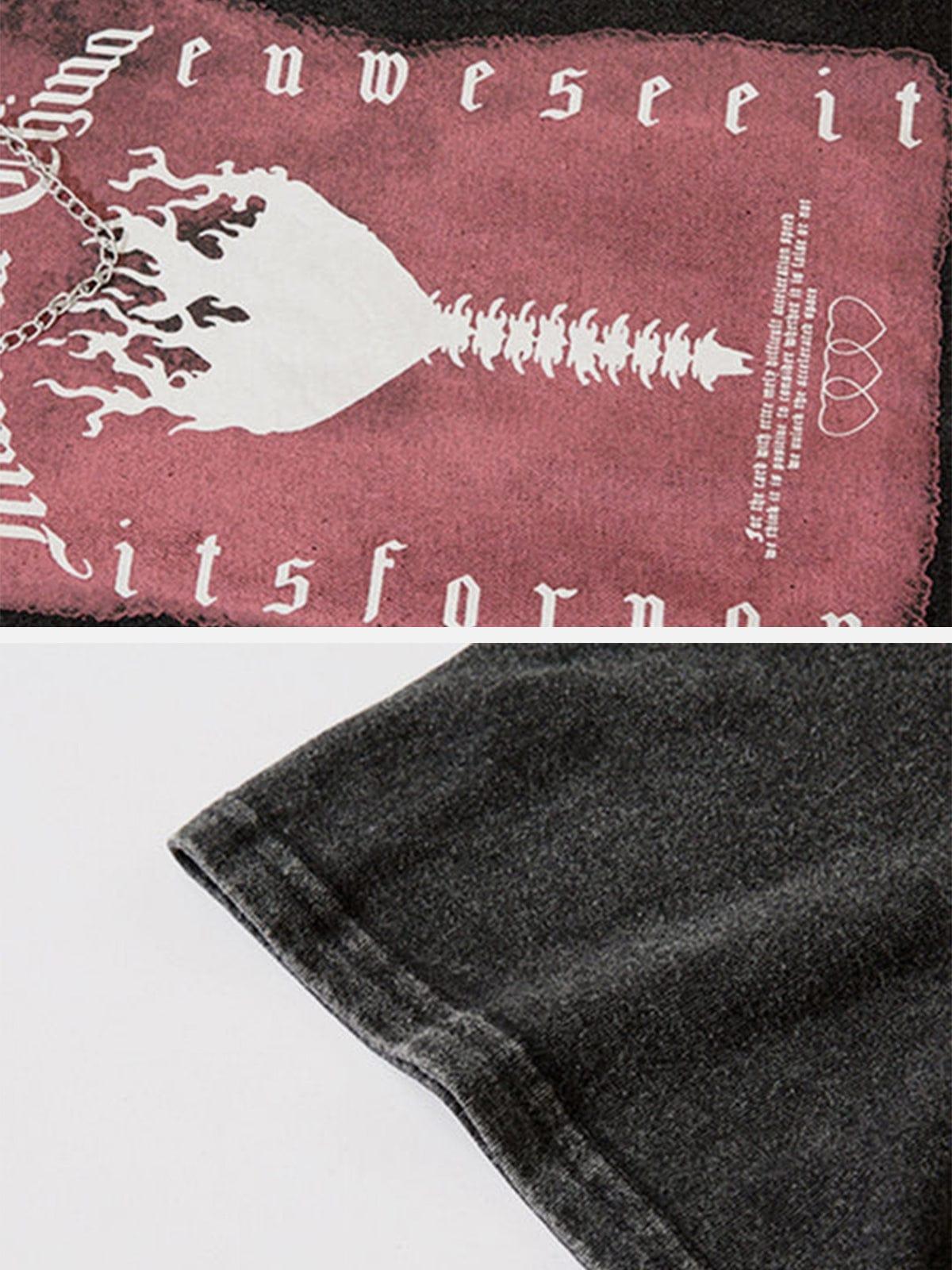 Washed Skeleton Torch Letters Graphic Tee