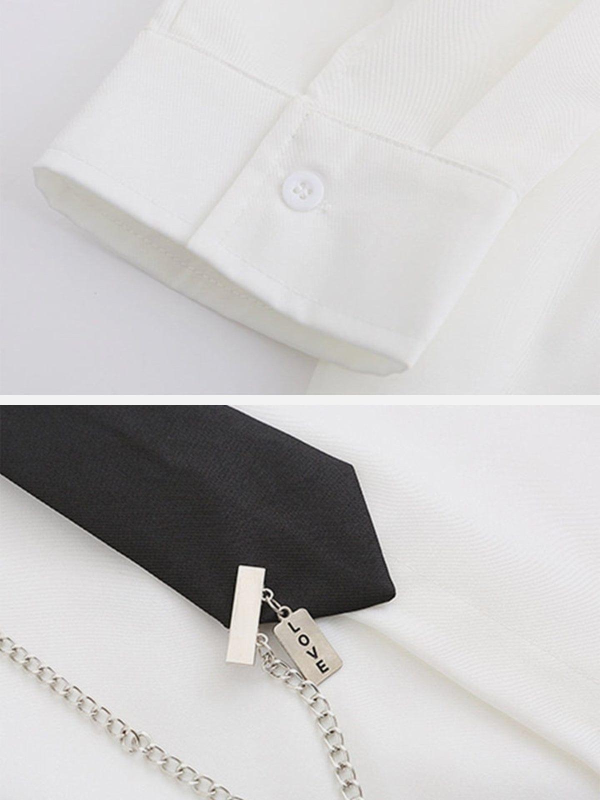 Gothic Tie Chain Clip Short Sleeve Shirt