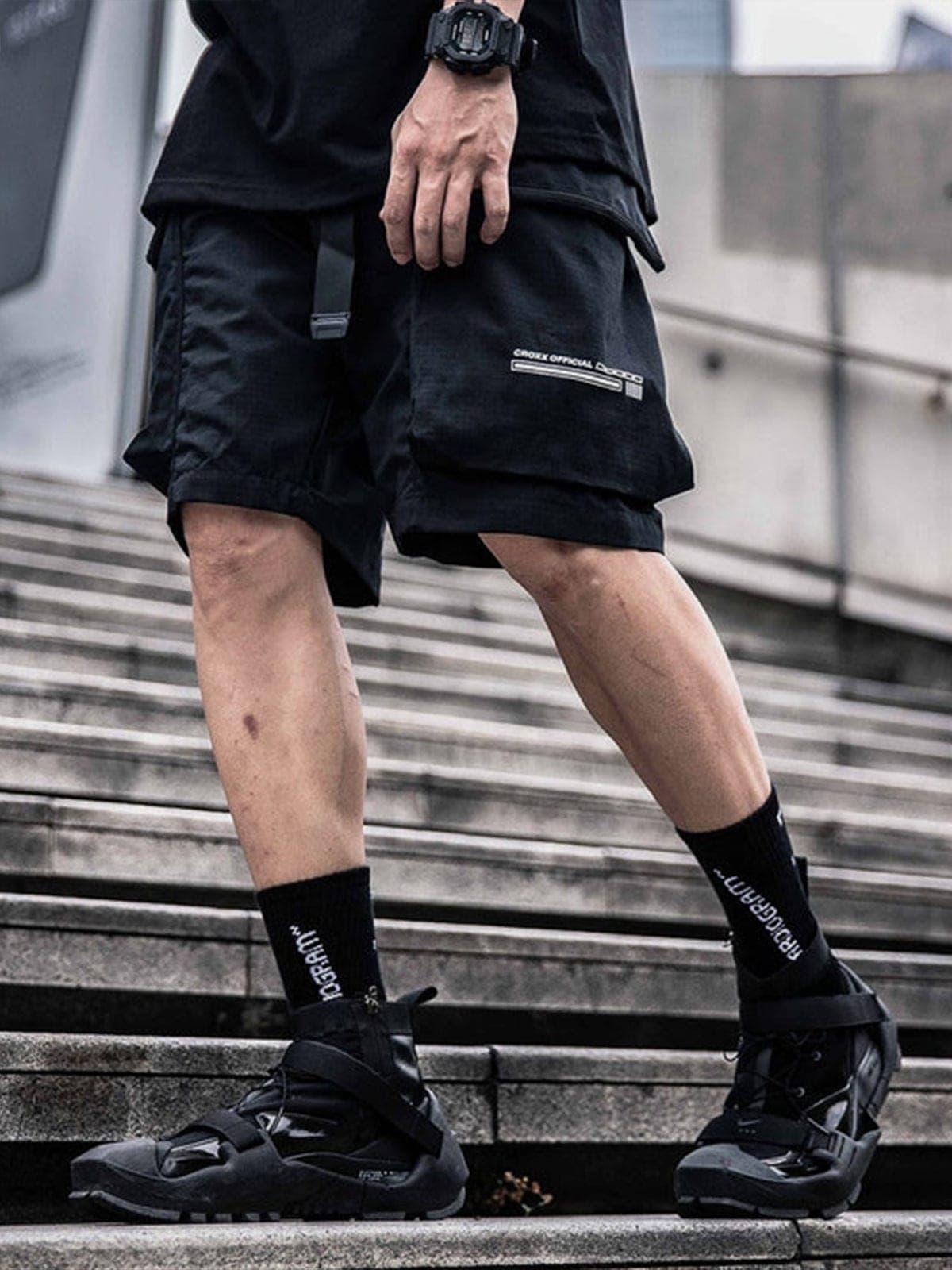 Combat Patchwork Pockets Nylon Shorts
