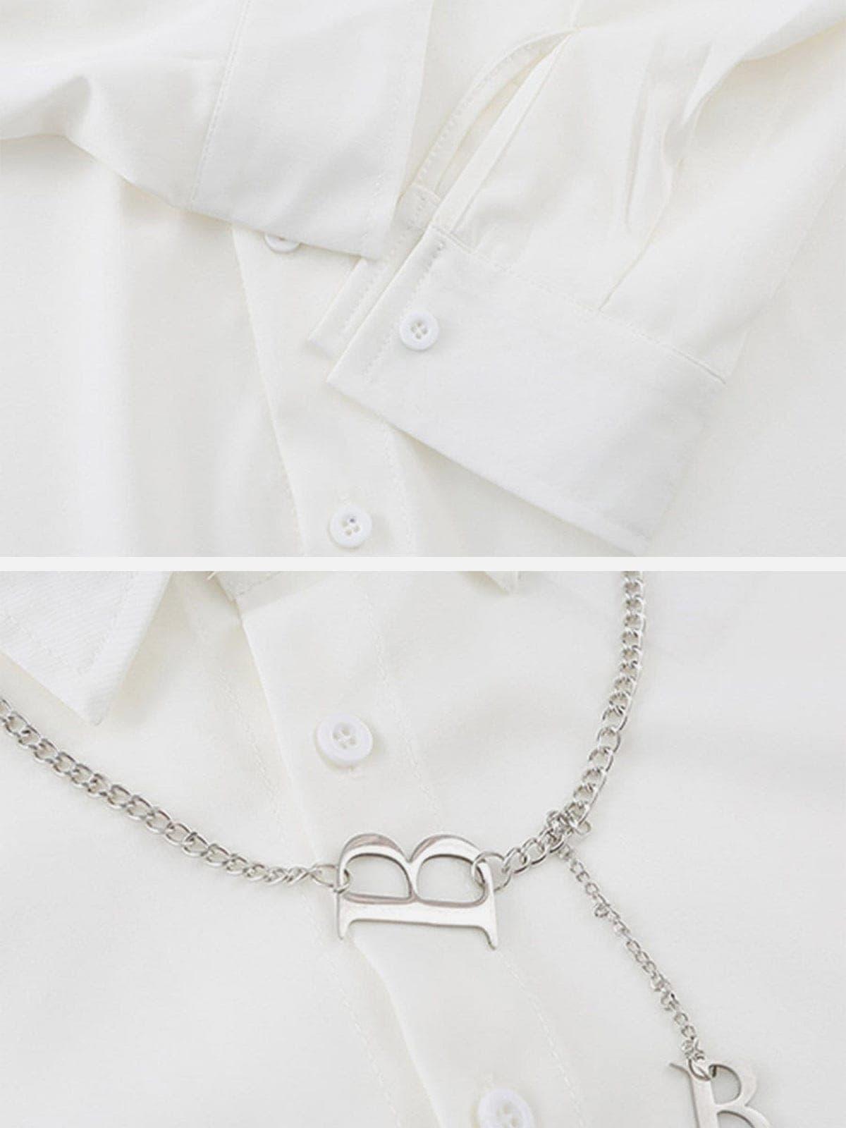 Dark B Chain Decoration Long Sleeve Shirt
