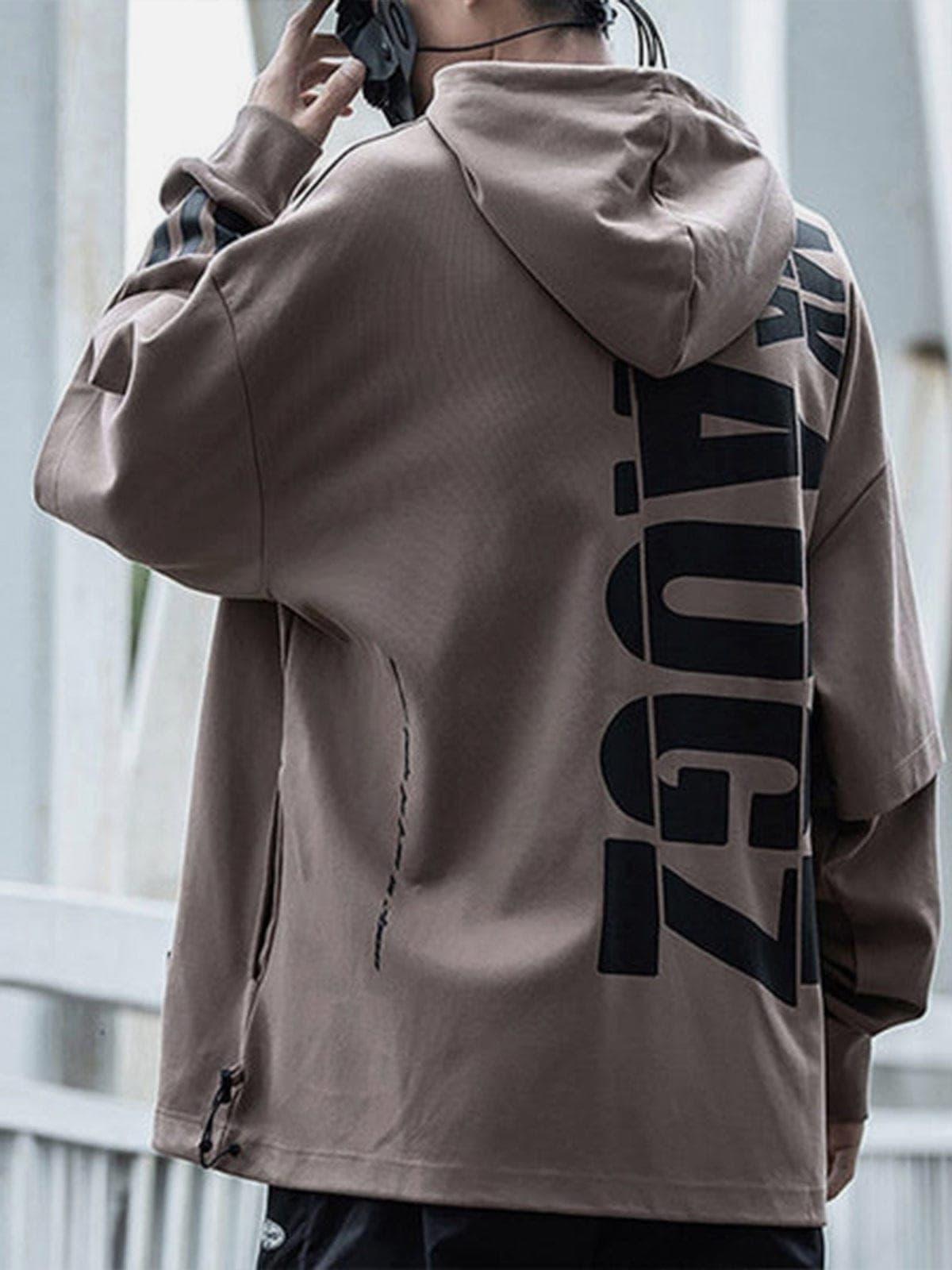 Fake Two Symmetry Print Hoodie