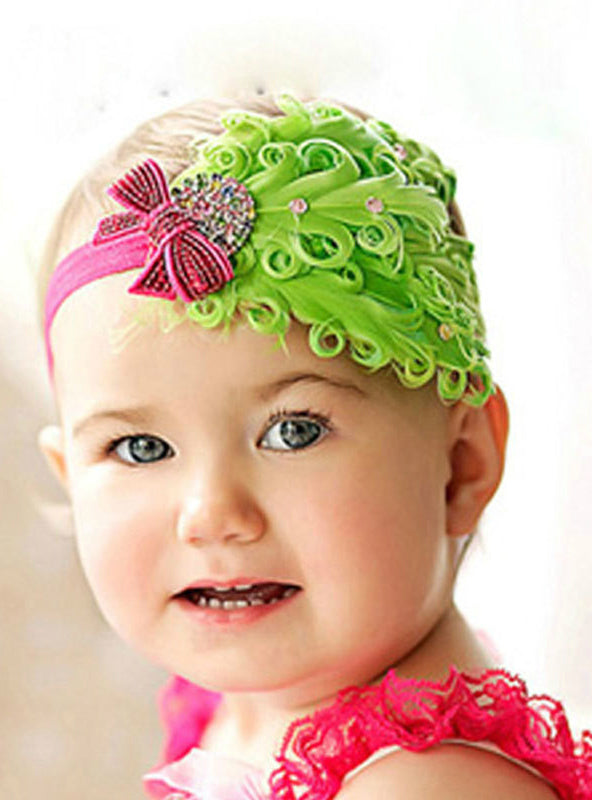 1pcs Baby Hair Band Feather Flower Hair Bow Head