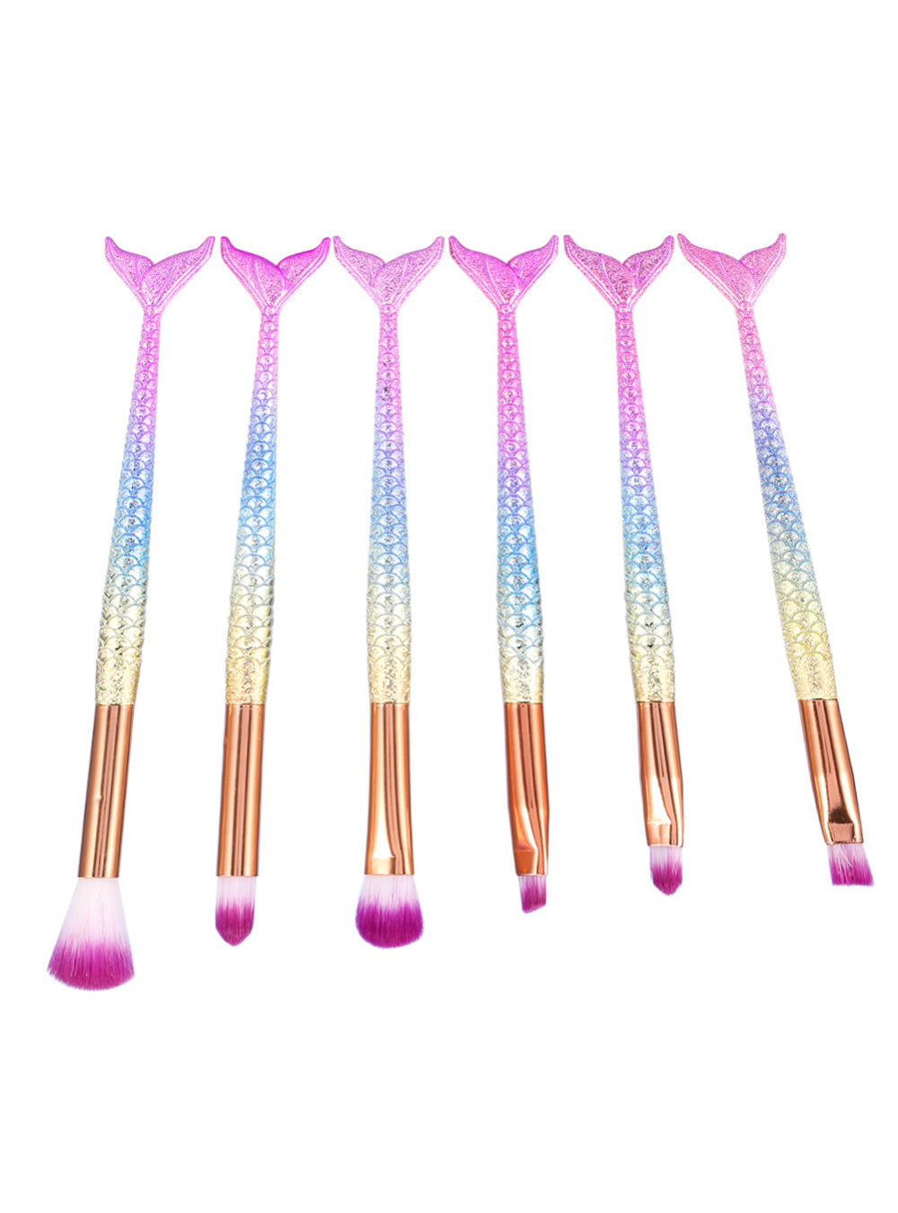 Fish Makeup Brushes Set Gradient Glitter Cosmetics