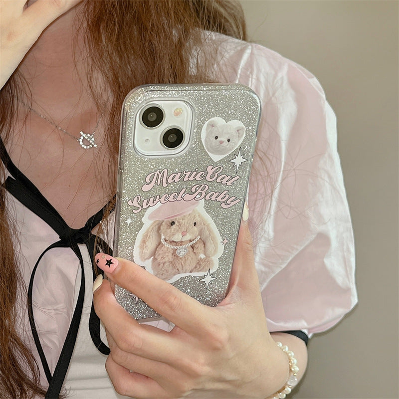 Cute Glitter Rabbit Doll Phone Case