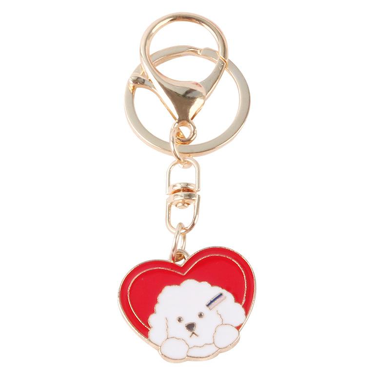 Girly Heart Artist Dog Keychain