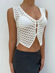 Openwork V-Neck Sweater Vest