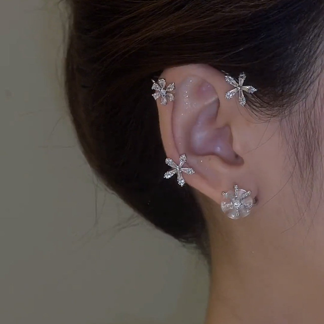 Rotating Snowflake Ear Cuff