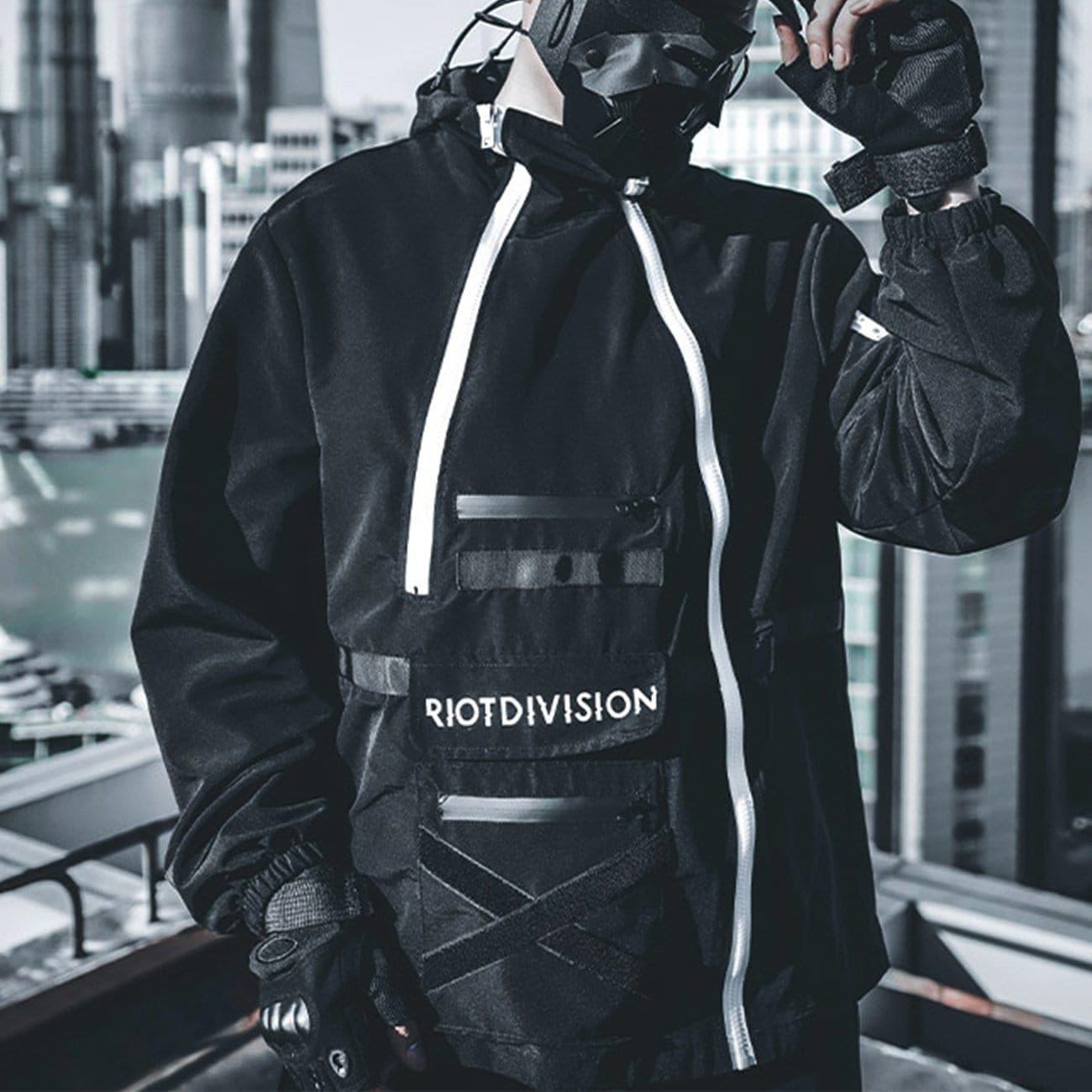 Irregular Zip Up Print Cargo Jacket