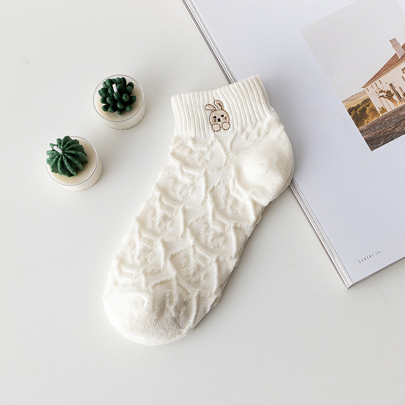 White Embroidered Flowers Socks