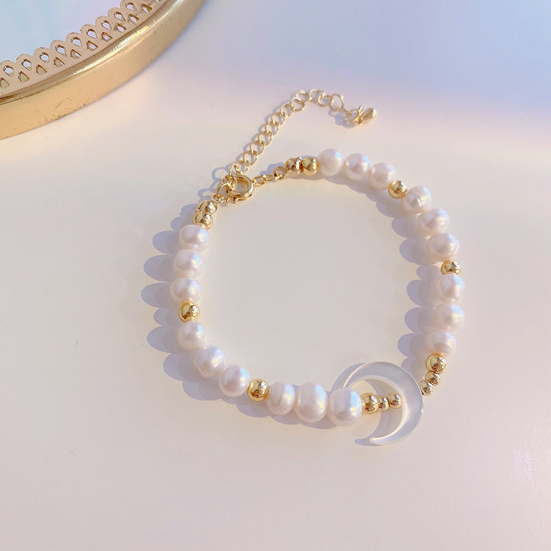 Freshwater Pearl Tassel Crescent Pull-Up Necklace/Bracelet