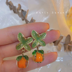 Persimmon Yellow Glass Earrings