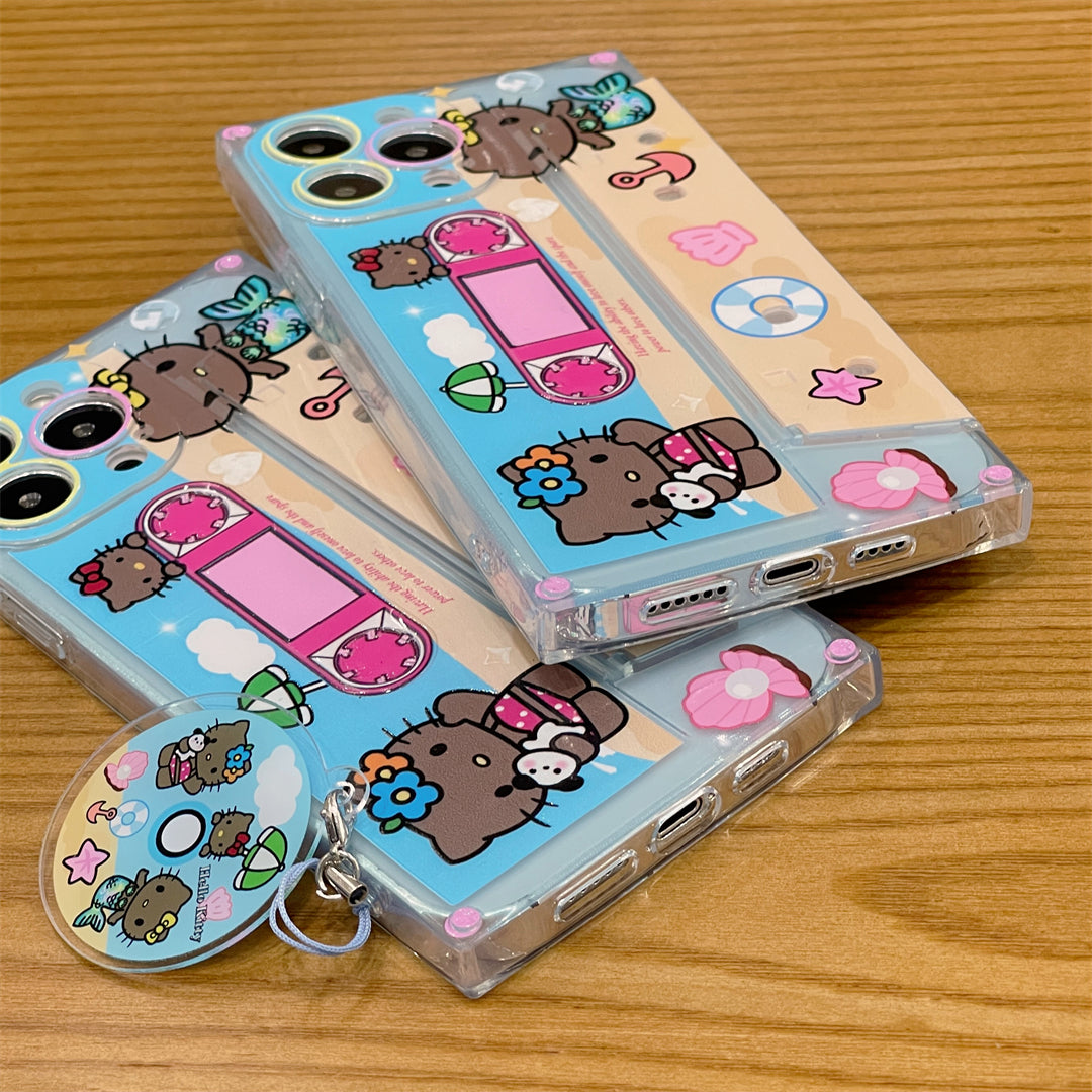 Kawaii Tanned Cat Magnetic Tape Holder Phone Case