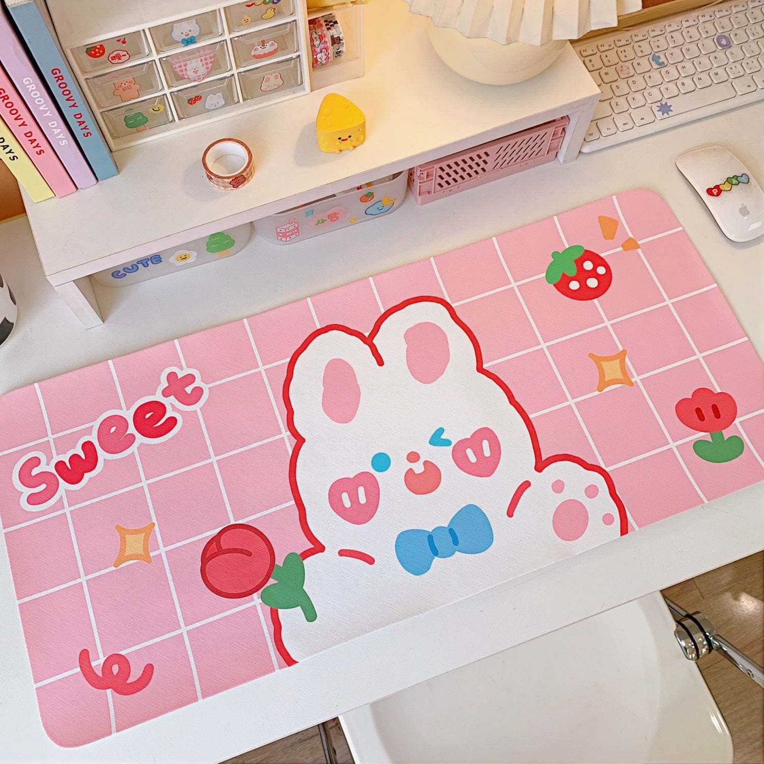 Kawaii Strawberry Bunny Mouse Pad