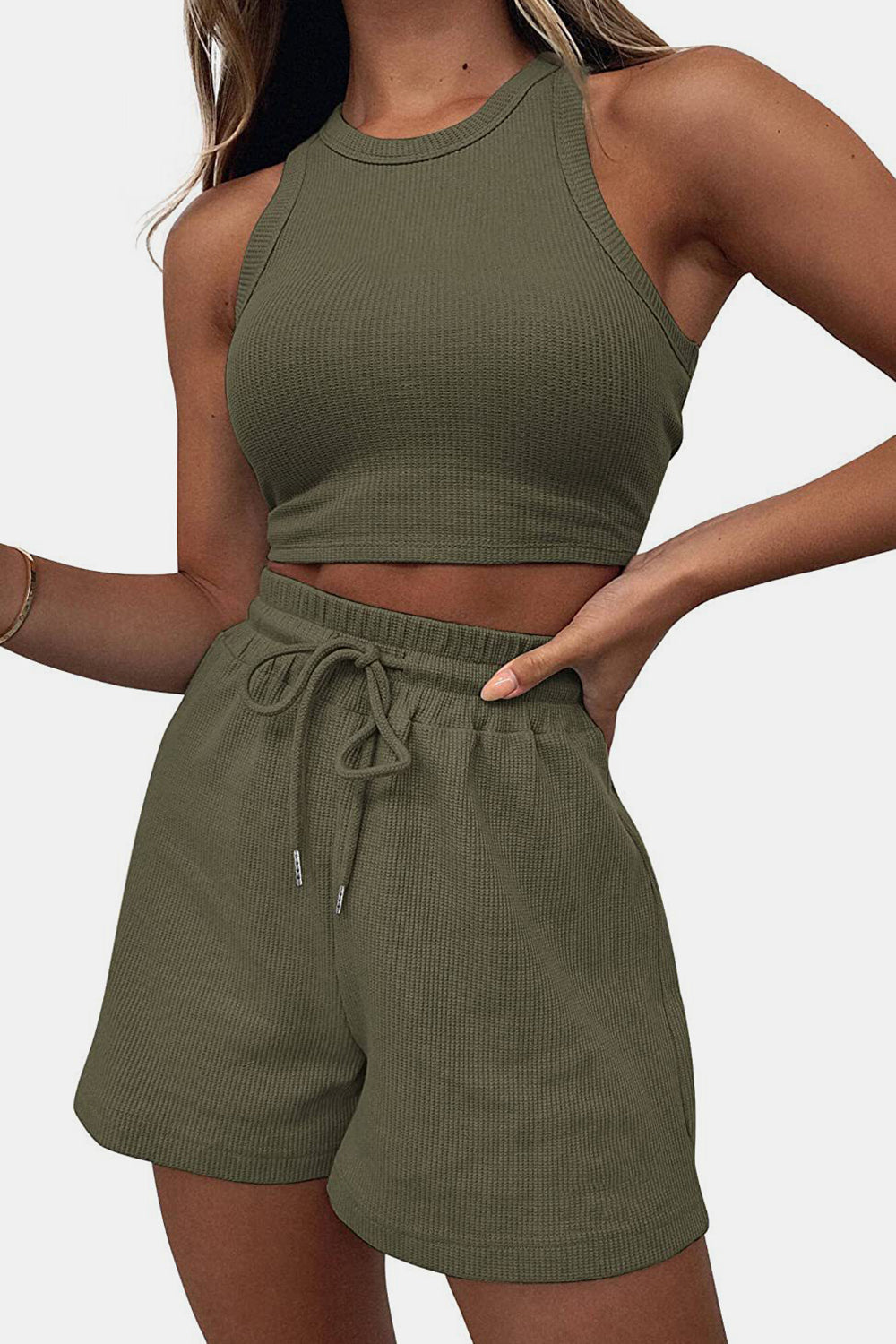 Top and Drawstring Shorts Set
