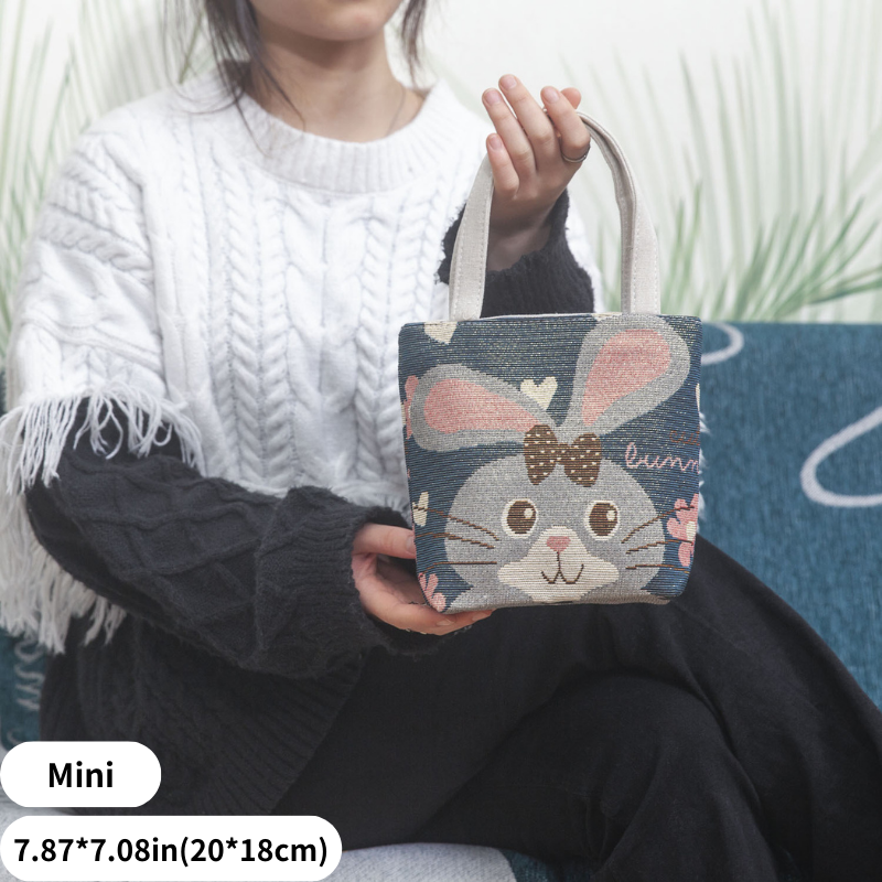 Kawaii Embroidered Cartoon Bunny Tote Bag