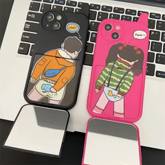 Fun Cartoon Flip Mirror Phone Case