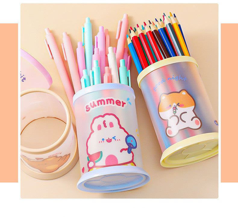 Cartoon Round Folding Pen Holder