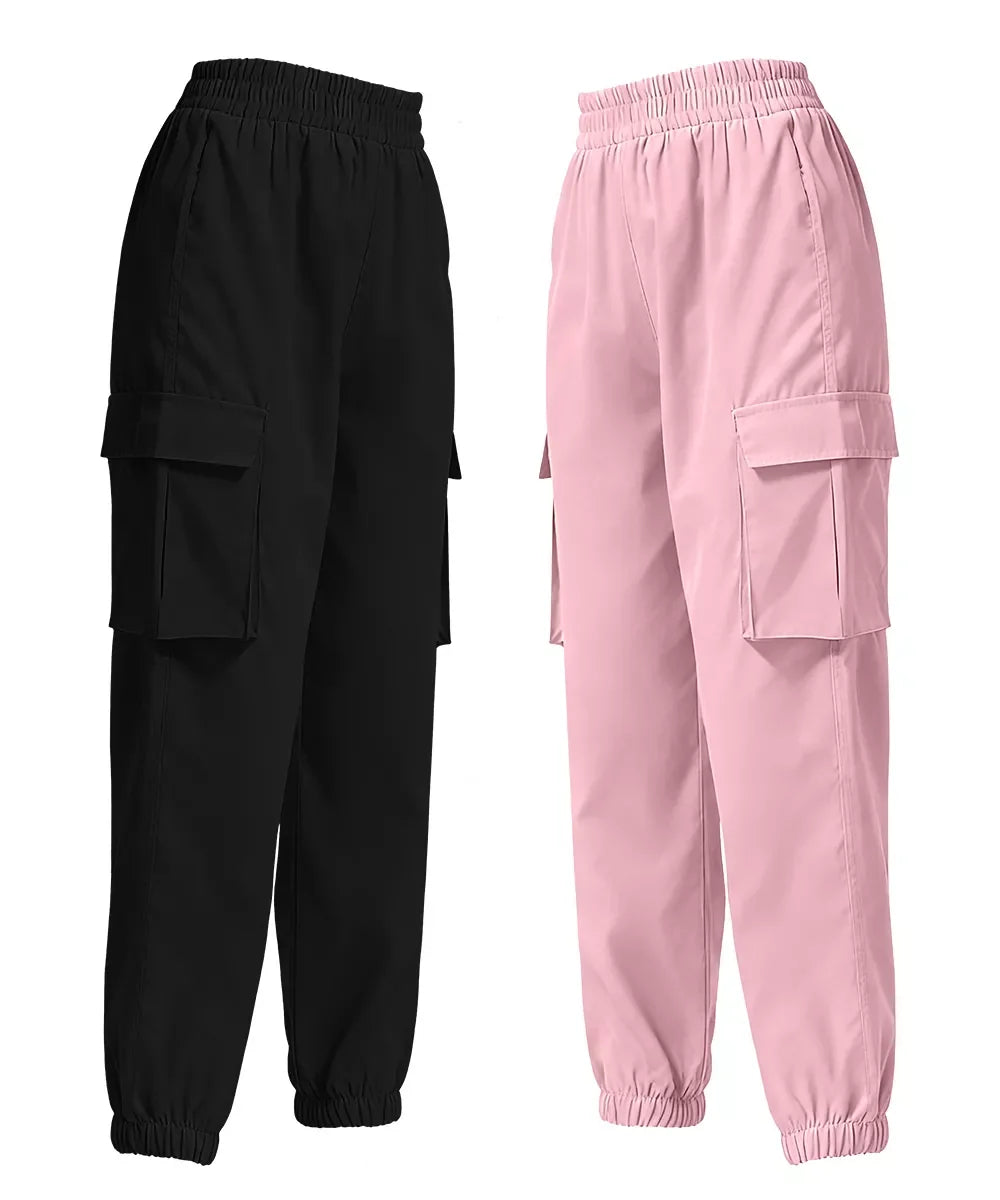2 Piece Elastic Waist Cargo Pants