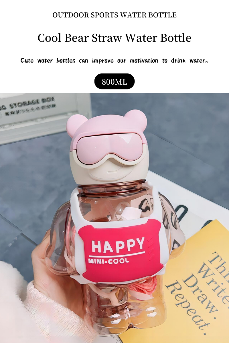 Cool Bear Straw Water Bottle